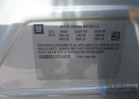 2016 Buick Lacrosse Leather from USA, damaged, VIN 1G4GB5G37GF244205